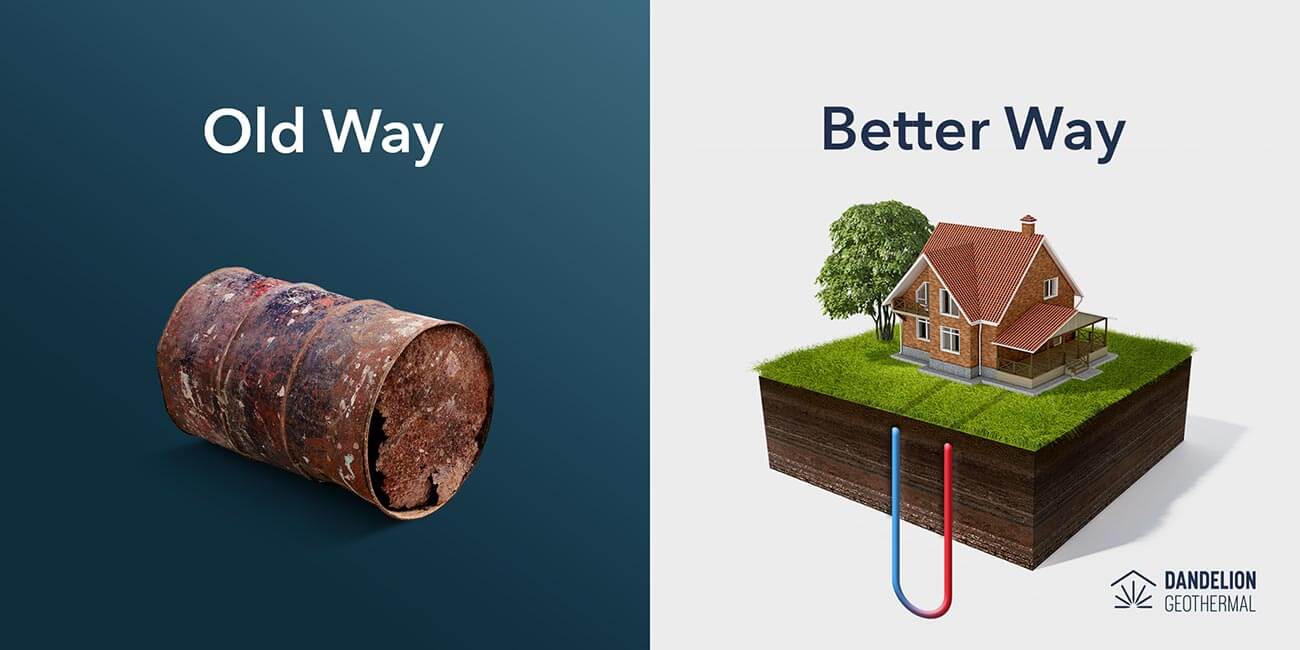 Old way vs. the better way using Dandelion Geothermal