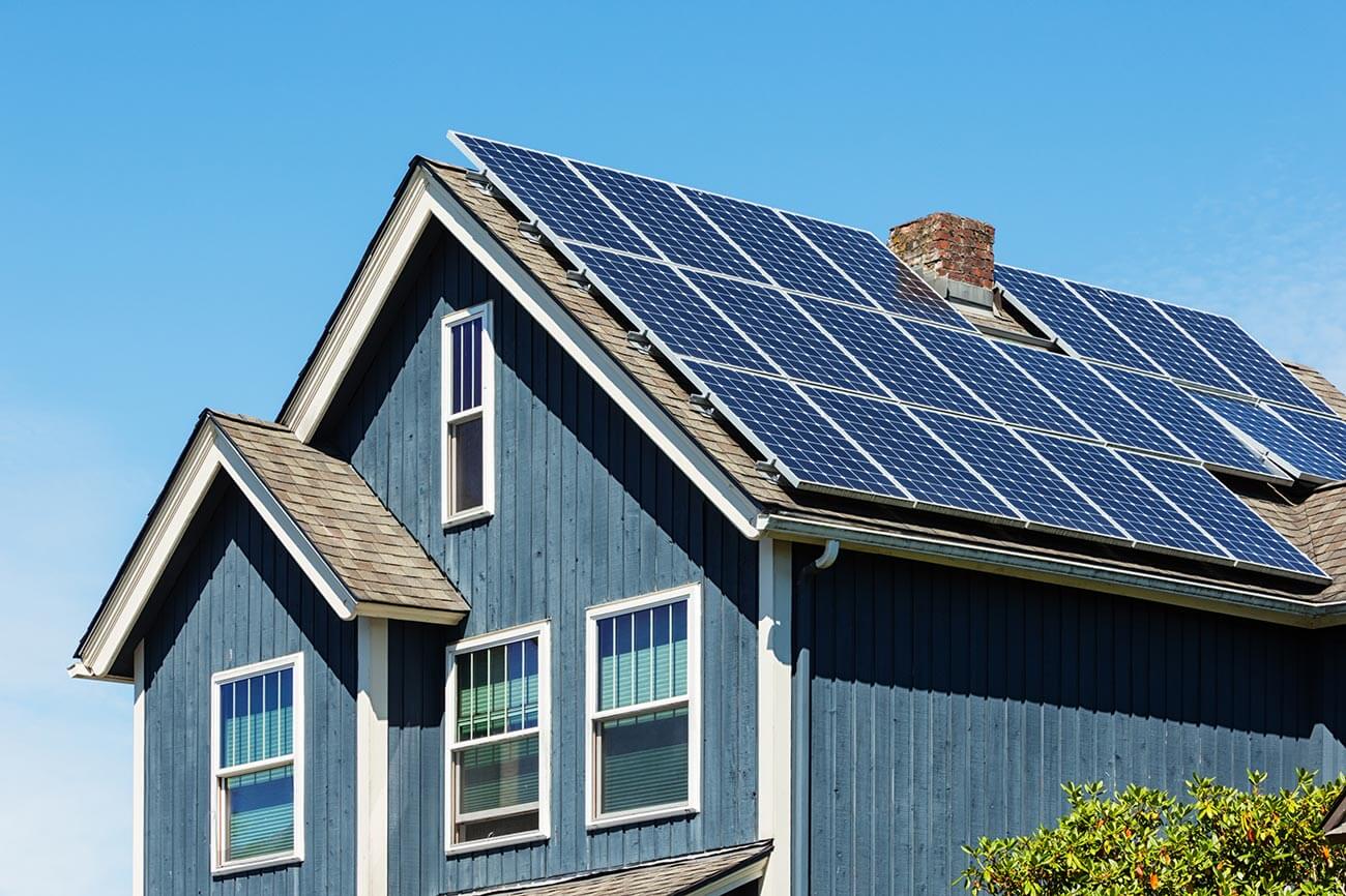 Roof with solar panels